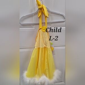 Yellow Kids Dance Costume with White Trim